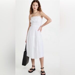 FRAME Smocked Midi Dress